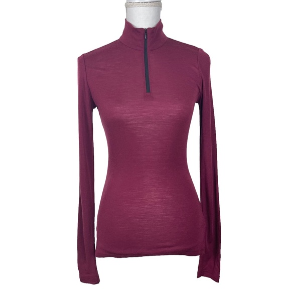 Icebreaker Tops - Icebreaker Bodyfit Basics 200 1/4 Zip Top Maroon Small